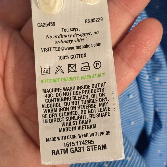 Ted Baker Endurance Shirt Mens 16.5 Blue Button Up Long Sleeve Textured Office - Picture 6 of 13